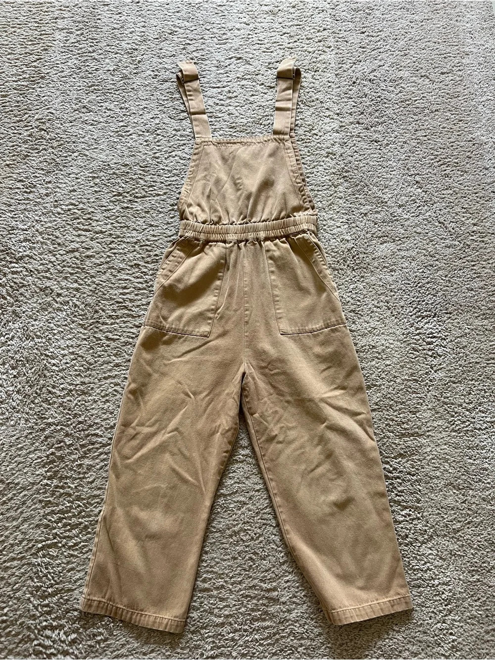 Polagram Tan Cotton Overall Jumpsuit with Adjustable Straps